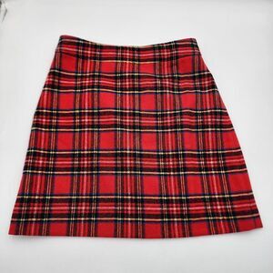 J. Crew Red Plaid A-Line Skirt
